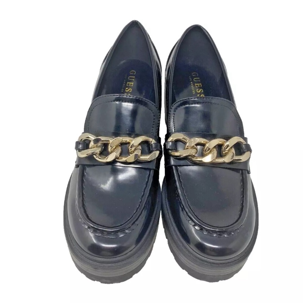 GUESS Women's Hillford Lug Sole Loafers Chunky Platform size 10 BLACK